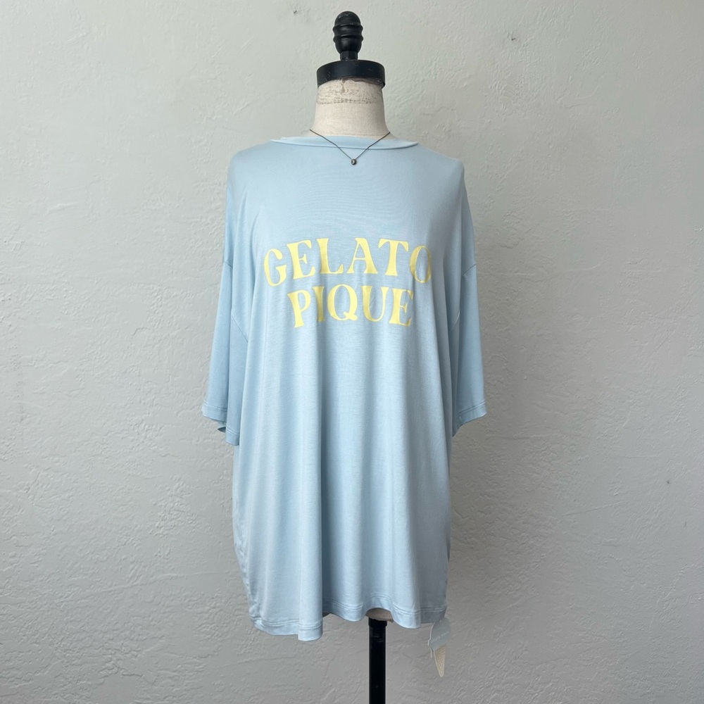 NWT Galato Pique blue yellow luxury sleepwear tee one size
